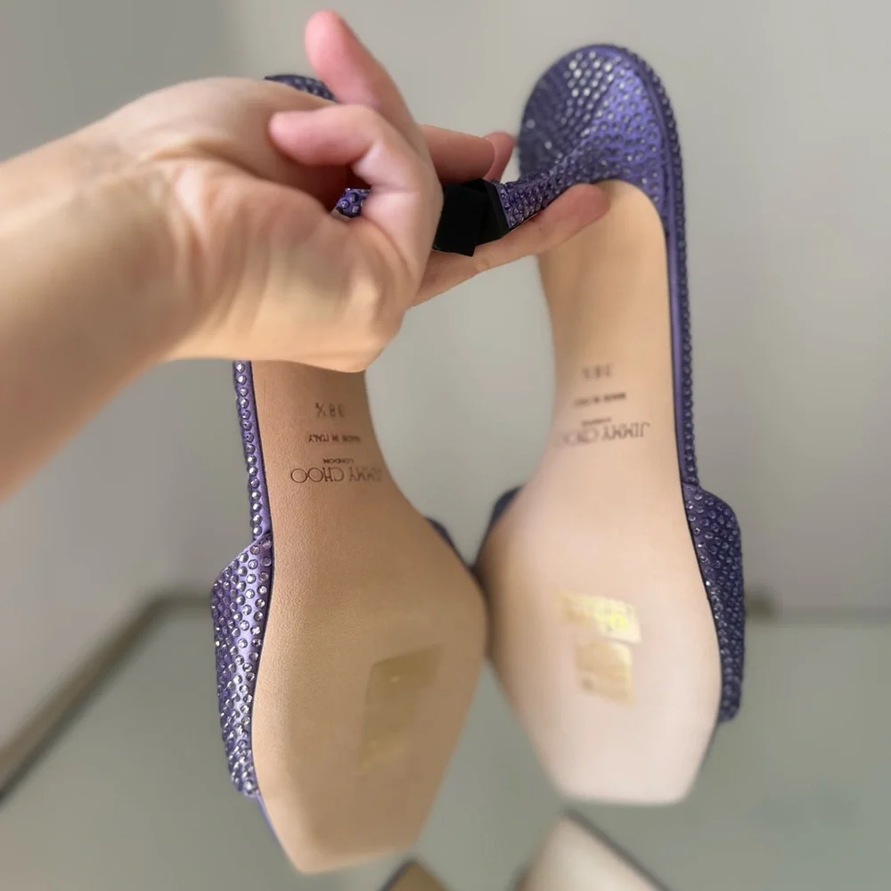 New JIMMY CHOO Skye 70 Crystal-embellished Mules in Satin